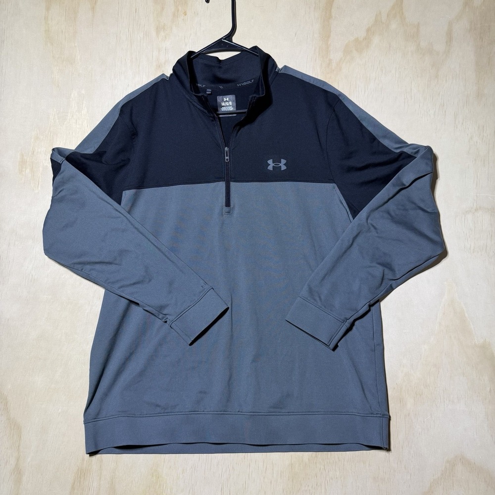 Under Armour Golf Men’s Large 1/4 Zip Pullover Black Gray Performance Stretch